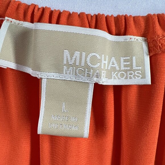 Michael Kors Women's Dress Large Orange Bohemian Boho Bell 3/4 Sleeves Raglan - Picture 3 of 7